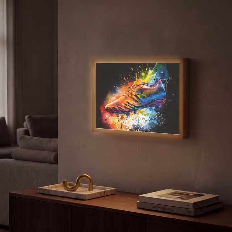 Graffiti - Sport - Voetbal - Schoen - Verf Light Box met batterij (Wandlamp) middel -sfeer1