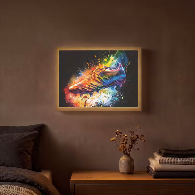 Graffiti - Sport - Voetbal - Schoen - Verf Light Box met batterij (Wandlamp) middel -sfeer4