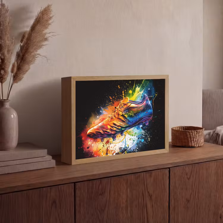 Graffiti - Sport - Voetbal - Schoen - Verf Light Box met batterij (Wandlamp) middel -sfeer2