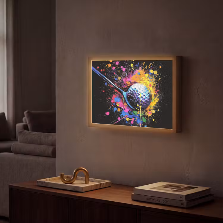 Graffiti - Sport - Golf - Golfclub Light Box met batterij (Wandlamp) middel -sfeer1