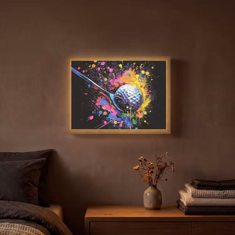 Graffiti - Sport - Golf - Golfclub Light Box met batterij (Wandlamp) middel -sfeer4