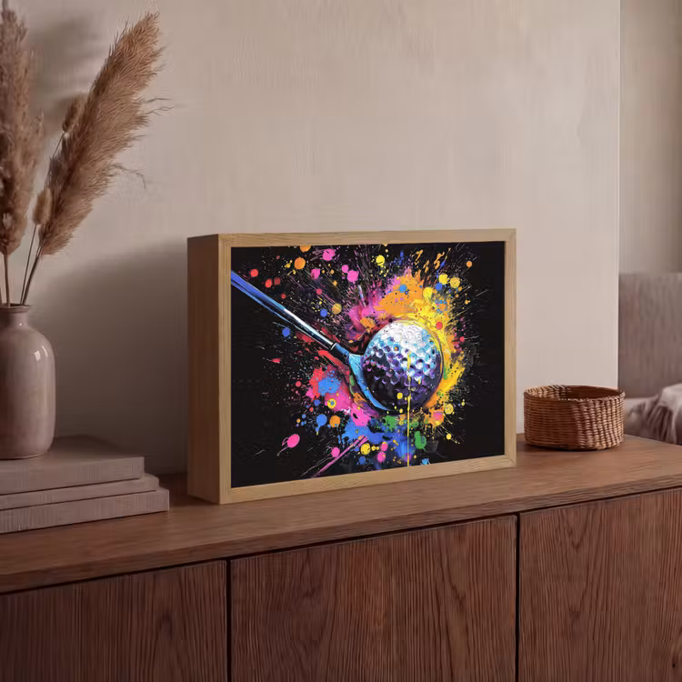 Graffiti - Sport - Golf - Golfclub Light Box met batterij (Wandlamp) middel -sfeer2