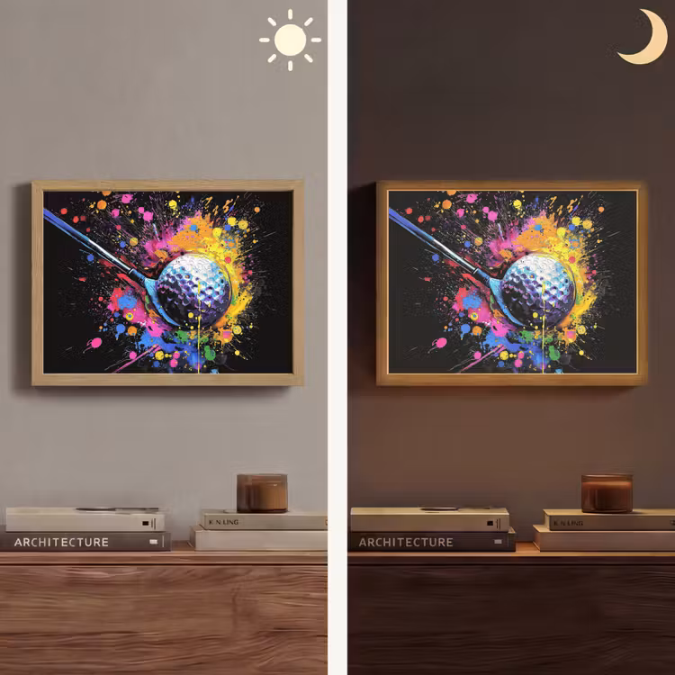 Graffiti - Sport - Golf - Golfclub Light Box met batterij (Wandlamp) middel -sfeer3