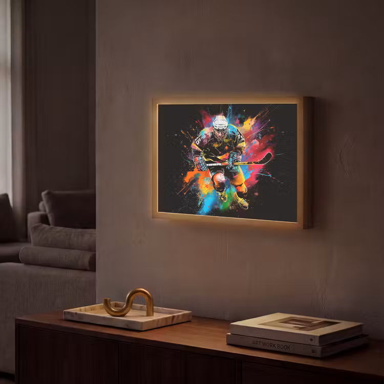 Graffiti - Sport - IJshockey - Hockey Light Box met batterij (Wandlamp) middel -sfeer1