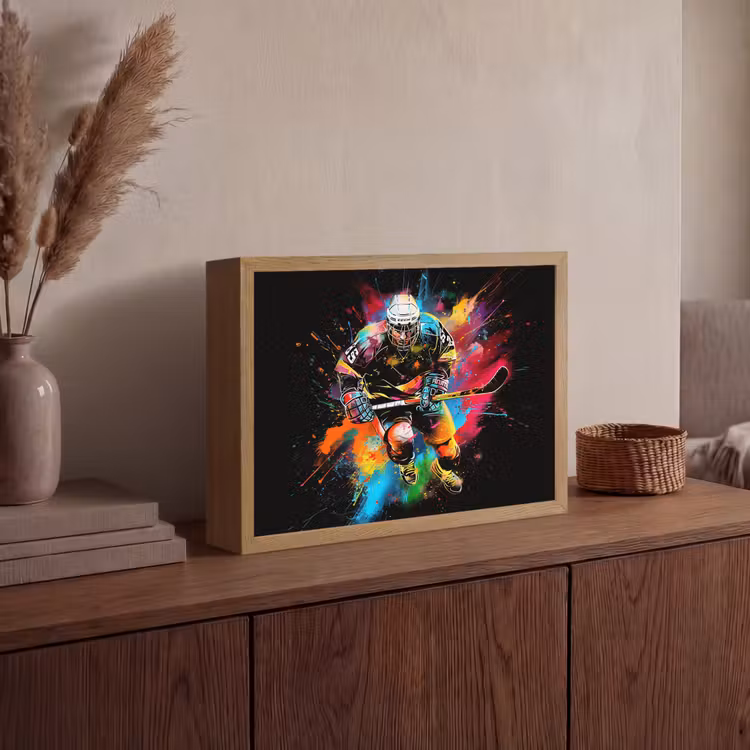 Graffiti - Sport - IJshockey - Hockey Light Box met batterij (Wandlamp) middel -sfeer2
