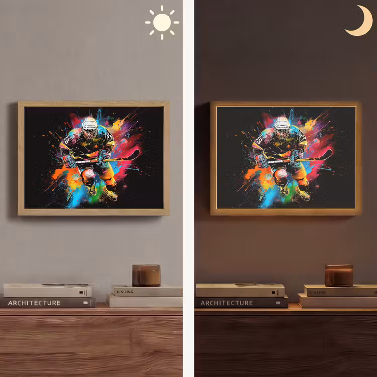 Graffiti - Sport - IJshockey - Hockey Light Box met batterij (Wandlamp) middel -sfeer3