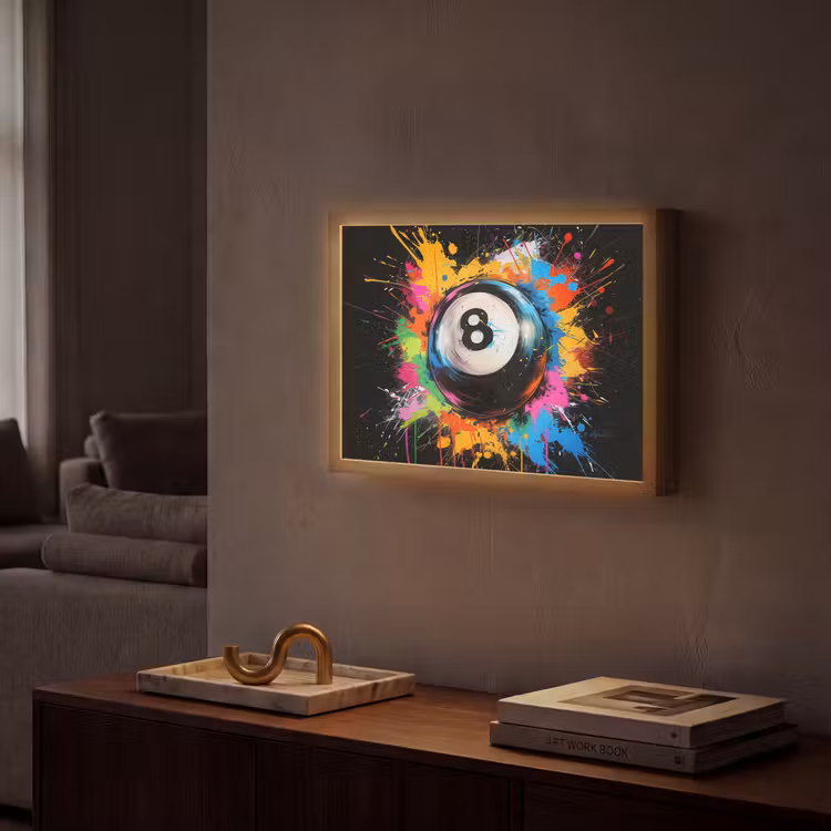 Graffiti - Sport - Pool bal - Biljart Light Box met batterij (Wandlamp) middel -sfeer1