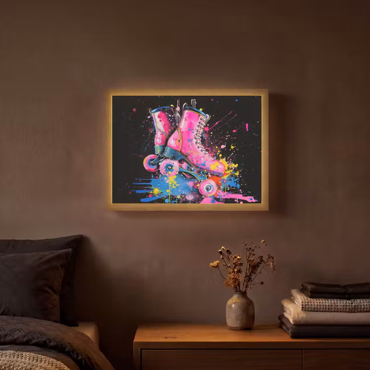 Graffiti - Sport - Rolschaatsen - Skating Light Box met batterij (Wandlamp) middel -sfeer4