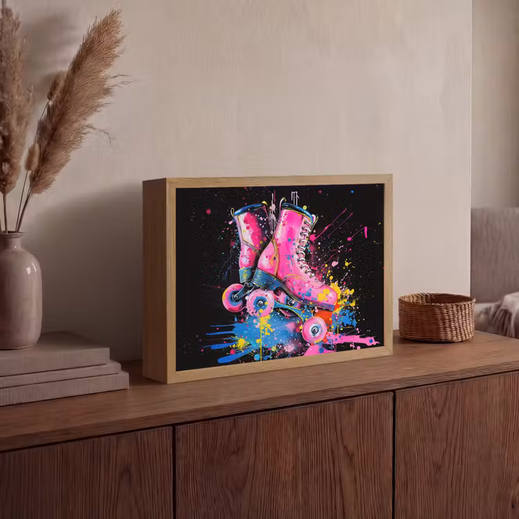 Graffiti - Sport - Rolschaatsen - Skating Light Box met batterij (Wandlamp) middel -sfeer2