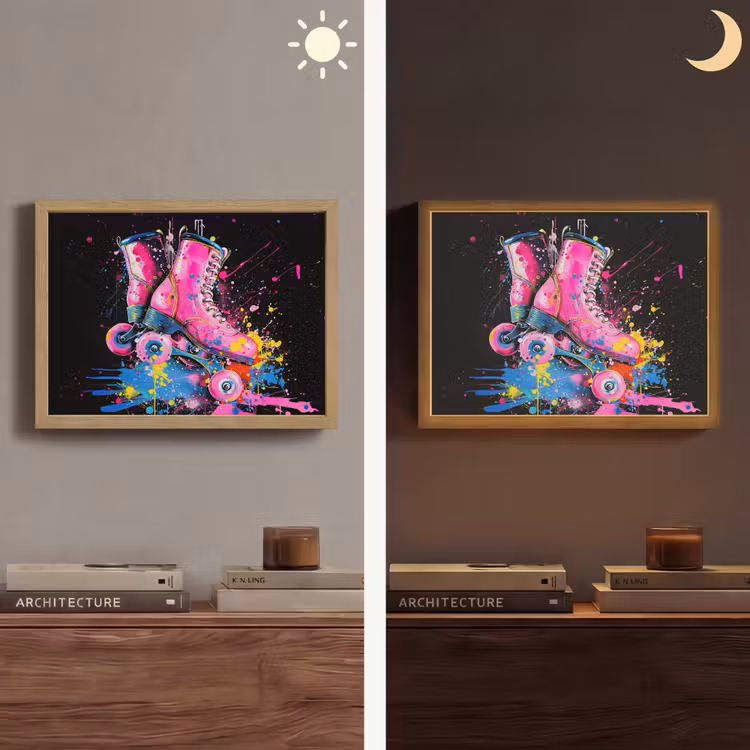 Graffiti - Sport - Rolschaatsen - Skating Light Box met batterij (Wandlamp) middel -sfeer3