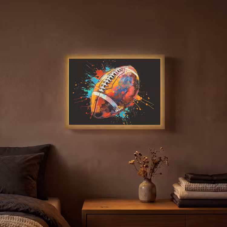 Graffiti - Sport - Rugby - American Football Light Box met batterij (Wandlamp) middel -sfeer4