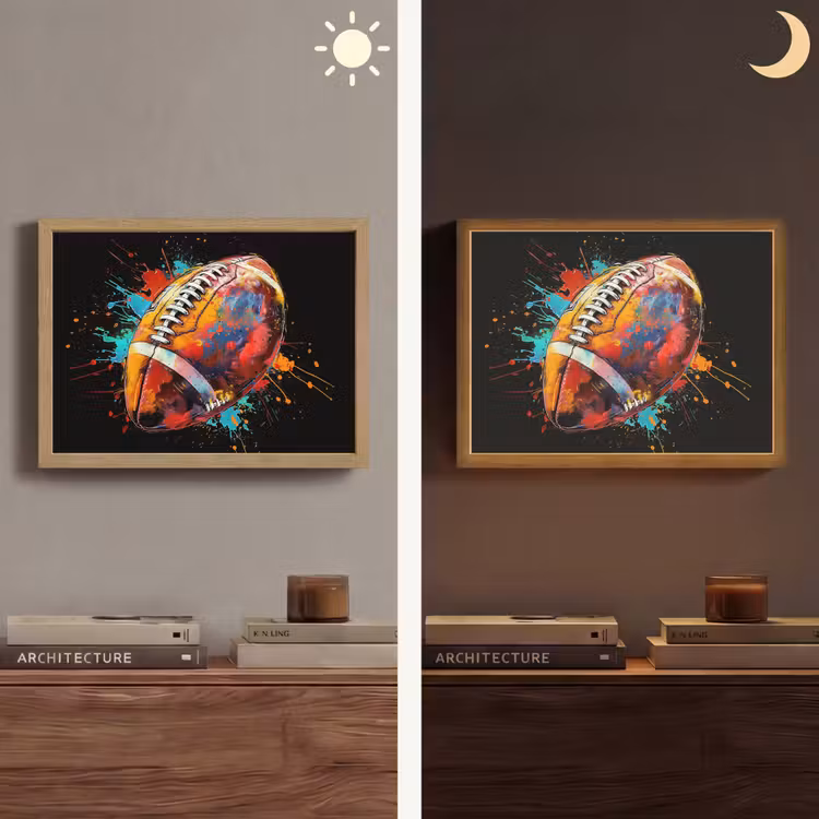 Graffiti - Sport - Rugby - American Football Light Box met batterij (Wandlamp) middel -sfeer3