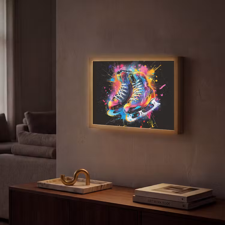 Graffiti - Sport - Schaatsen - Verf Light Box met batterij (Wandlamp) middel -sfeer1
