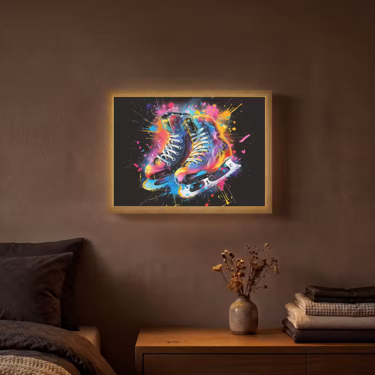 Graffiti - Sport - Schaatsen - Verf Light Box met batterij (Wandlamp) middel -sfeer4