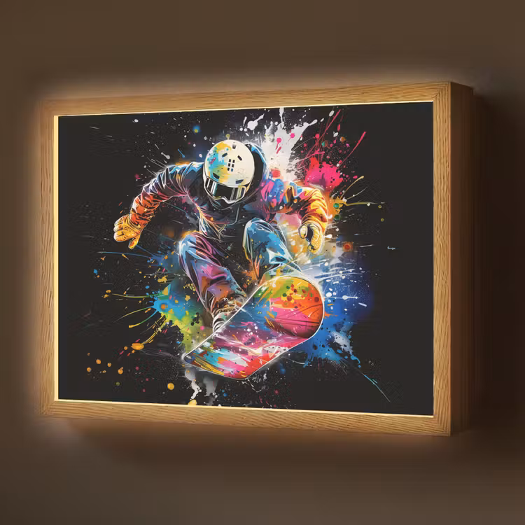 Graffiti - Sport - Snowboarden - Wintersport Light Box met batterij (Wandlamp) middel -z3d_website
