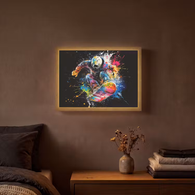 Graffiti - Sport - Snowboarden - Wintersport Light Box met batterij (Wandlamp) middel -sfeer4