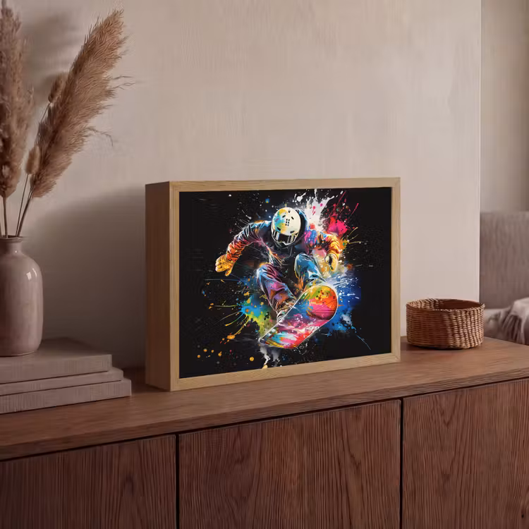 Graffiti - Sport - Snowboarden - Wintersport Light Box met batterij (Wandlamp) middel -sfeer2
