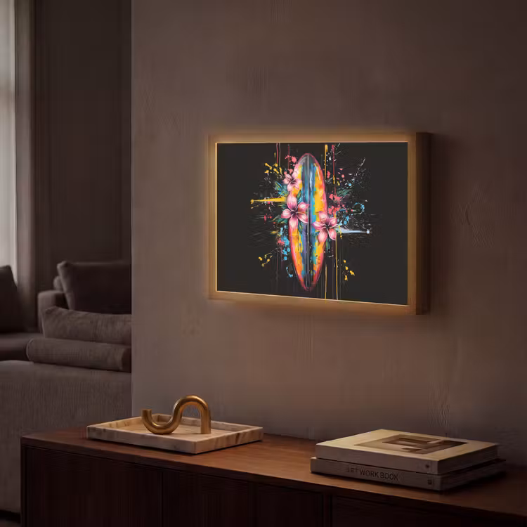 Graffiti - Sport - Surfen - Zomer Light Box met batterij (Wandlamp) middel -sfeer1