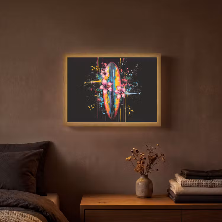 Graffiti - Sport - Surfen - Zomer Light Box met batterij (Wandlamp) middel -sfeer4