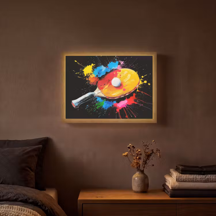 Graffiti - Sport - Tafeltennis - Verf Light Box met batterij (Wandlamp) middel -sfeer4
