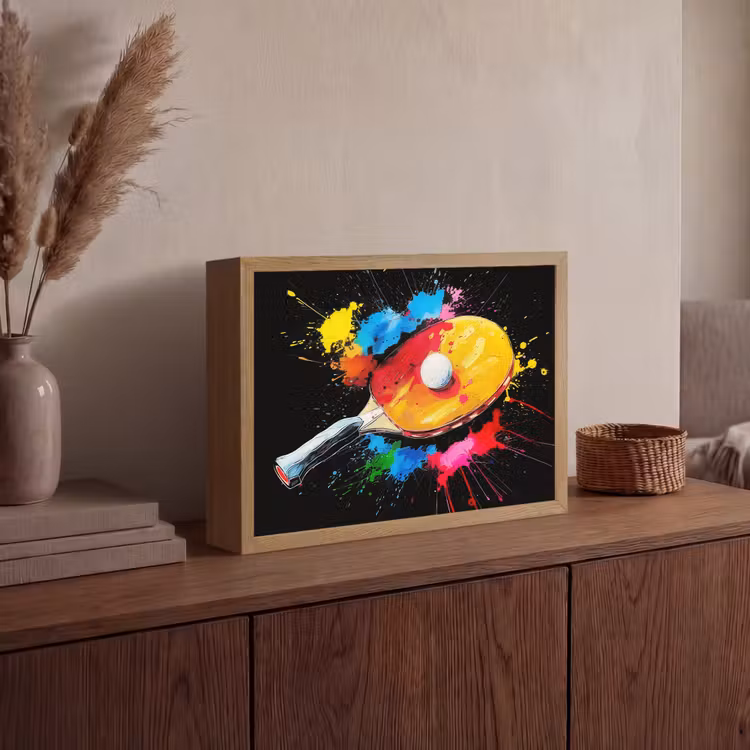Graffiti - Sport - Tafeltennis - Verf Light Box met batterij (Wandlamp) middel -sfeer2
