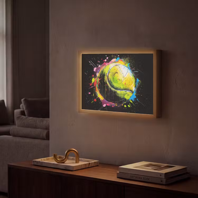 Graffiti - Sport - Tennis - Padel - Bal Light Box met batterij (Wandlamp) middel -sfeer1