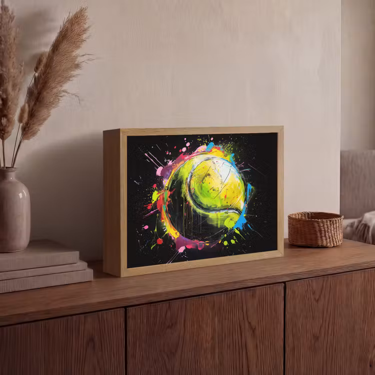 Graffiti - Sport - Tennis - Padel - Bal Light Box met batterij (Wandlamp) middel -sfeer2