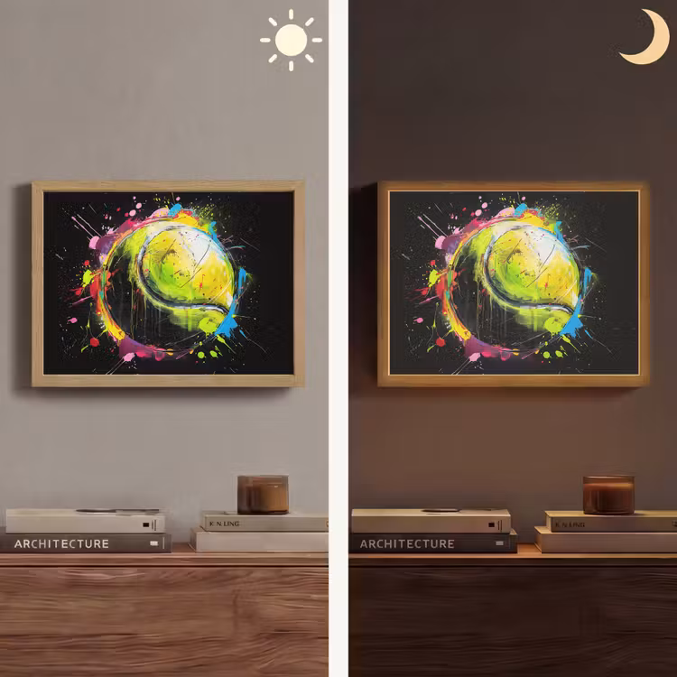 Graffiti - Sport - Tennis - Padel - Bal Light Box met batterij (Wandlamp) middel -sfeer3