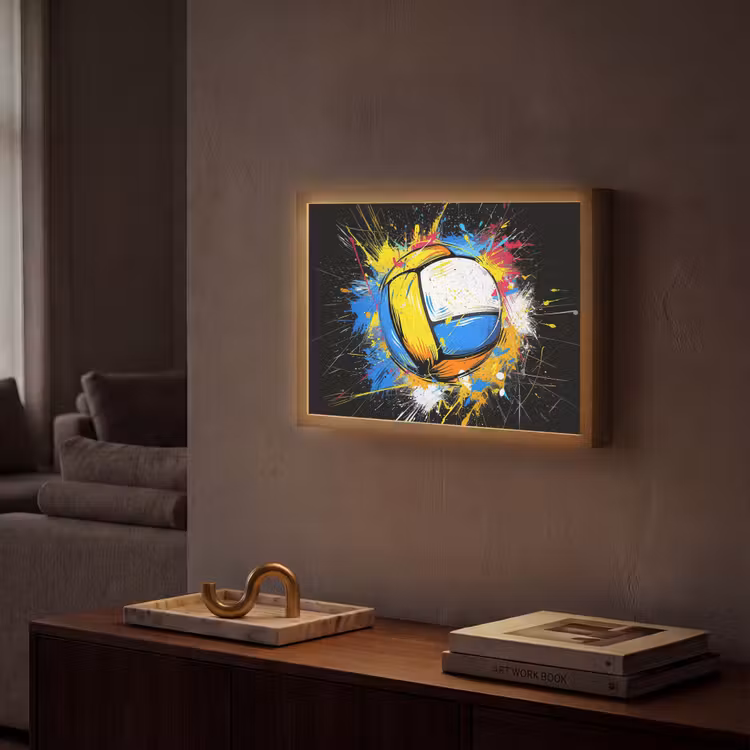 Graffiti - Sport - Volleybal - Bal Light Box met batterij (Wandlamp) middel -sfeer1