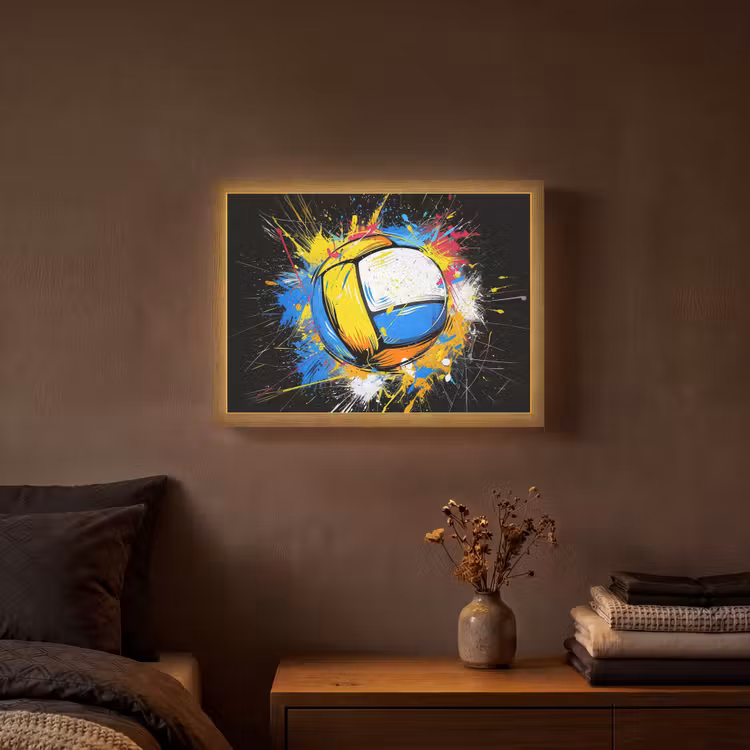 Graffiti - Sport - Volleybal - Bal Light Box met batterij (Wandlamp) middel -sfeer4