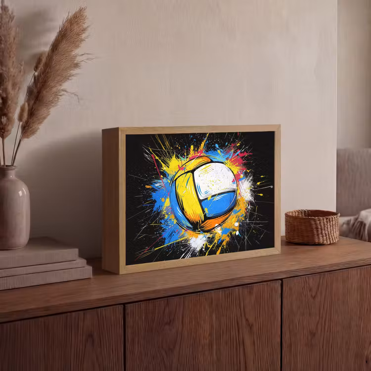 Graffiti - Sport - Volleybal - Bal Light Box met batterij (Wandlamp) middel -sfeer2