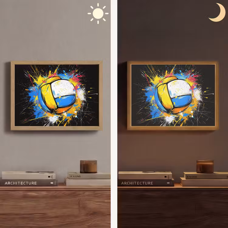 Graffiti - Sport - Volleybal - Bal Light Box met batterij (Wandlamp) middel -sfeer3