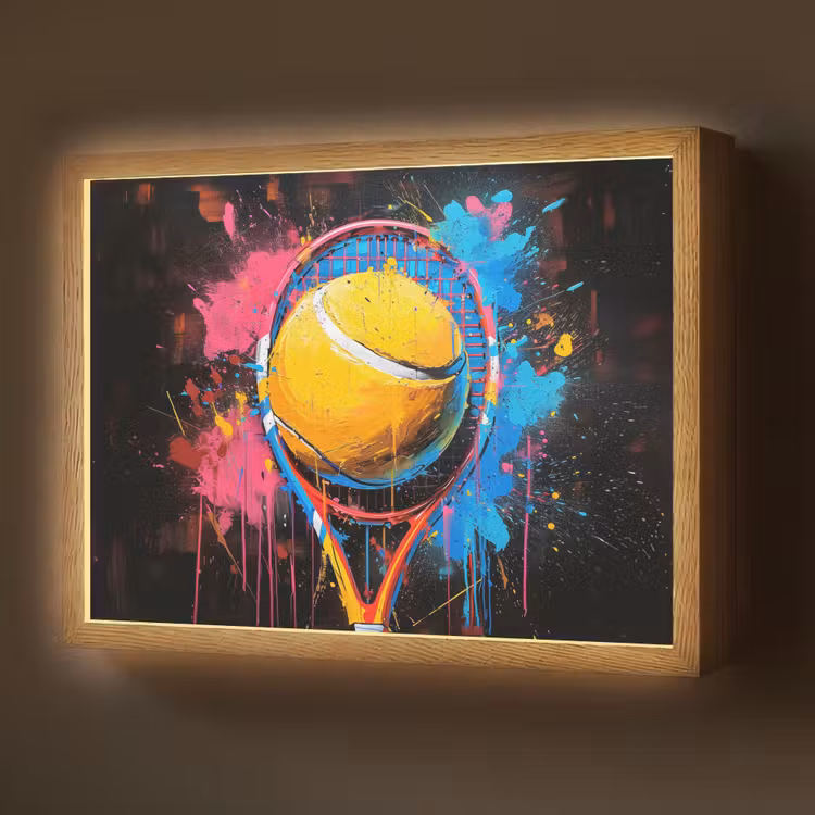 Graffiti - Tennis - Sport - Racket Light Box met batterij (Wandlamp) middel -z3d_website