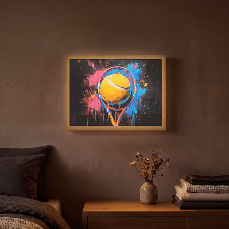 Graffiti - Tennis - Sport - Racket Light Box met batterij (Wandlamp) middel -sfeer4