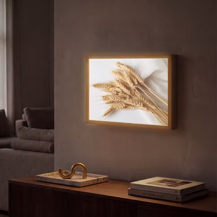 Graan - Geel - Wit - Natuur - Stilleven Light Box met batterij (Wandlamp) middel -sfeer1