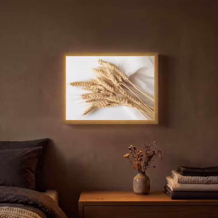 Graan - Geel - Wit - Natuur - Stilleven Light Box met batterij (Wandlamp) middel -sfeer4
