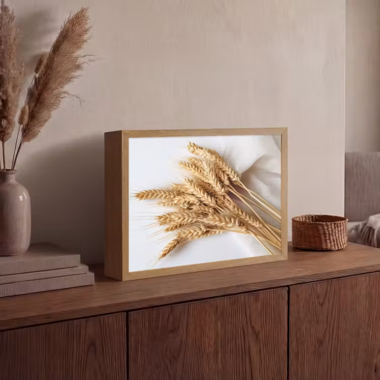 Graan - Geel - Wit - Natuur - Stilleven Light Box met batterij (Wandlamp) middel -sfeer2