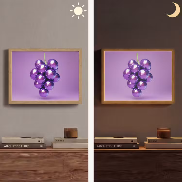 Druif - Disco - Glitter - Paars Light Box met batterij (Wandlamp) middel -sfeer3