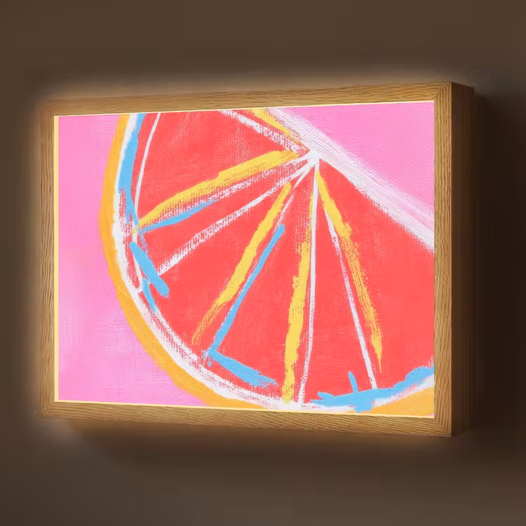 Grapefruit - Geschilderd - Roze - Strepen Light Box met batterij (Wandlamp) middel -z3d_website