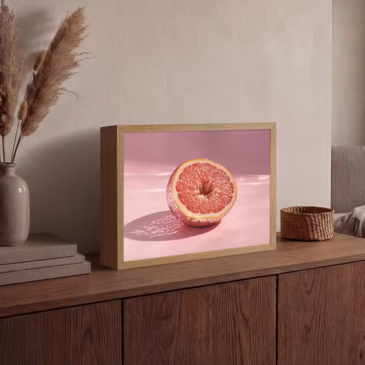 Grapefruit - Roze - Disco - Shiny Light Box met batterij (Wandlamp) middel -sfeer2