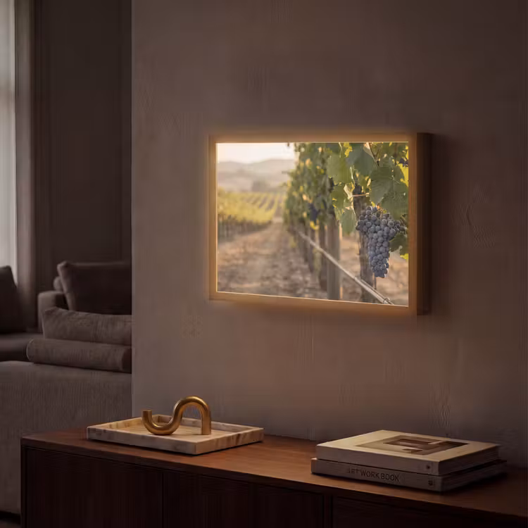 Druiven - Wijngaard - Zonlicht Light Box met batterij (Wandlamp) middel -sfeer1