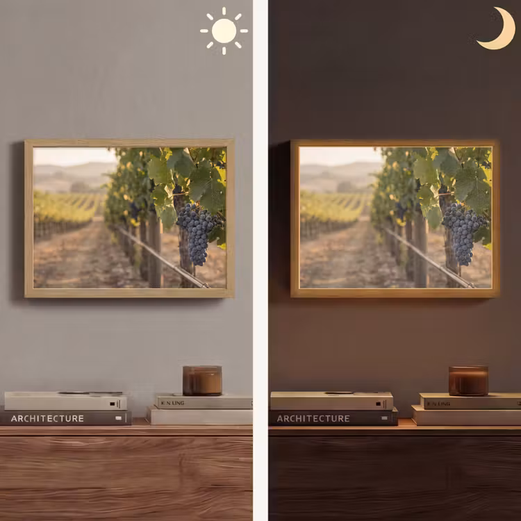 Druiven - Wijngaard - Zonlicht Light Box met batterij (Wandlamp) middel -sfeer3