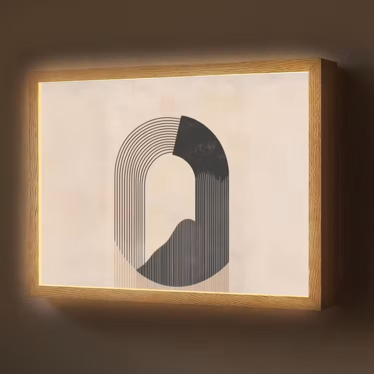 Grafisch gebogen motief - Beige Light Box met batterij (Wandlamp) middel -z3d_website