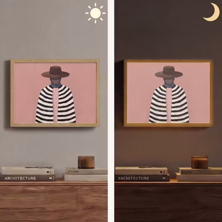 Grafisch - Vrouw - Roze Light Box met batterij (Wandlamp) middel -sfeer3