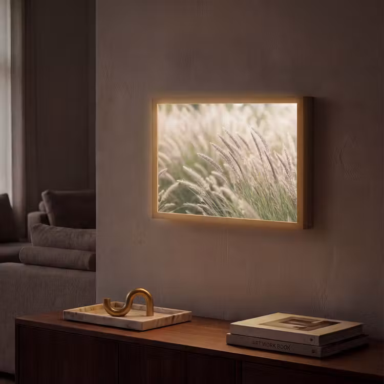 Gras - Close up - Groen Light Box met batterij (Wandlamp) middel -sfeer1