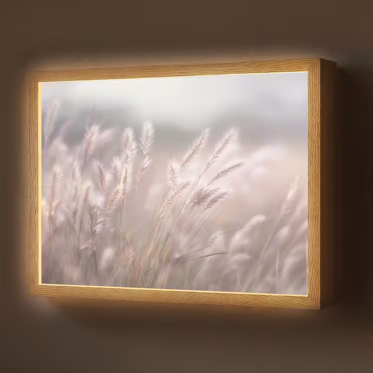 Graspluimen - Wind - Beige - Mistig Light Box met batterij (Wandlamp) middel -z3d_website