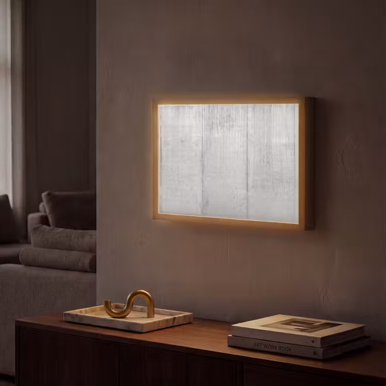 Grijs - Betonlook - Industrieel Light Box met batterij (Wandlamp) middel -sfeer1