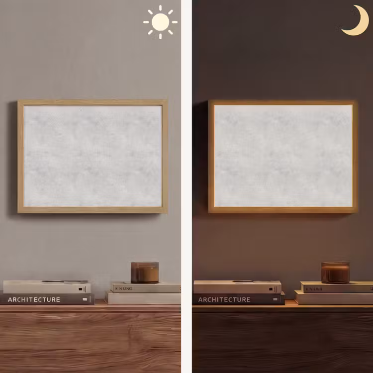 Grijs - Beton - Neutraal Light Box met batterij (Wandlamp) middel 907 -sfeer3