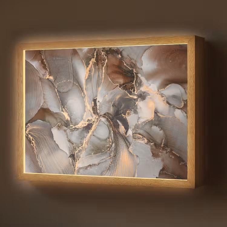 Grijs - Goud - Marmer - Marmerlook Light Box met batterij (Wandlamp) middel -z3d_website
