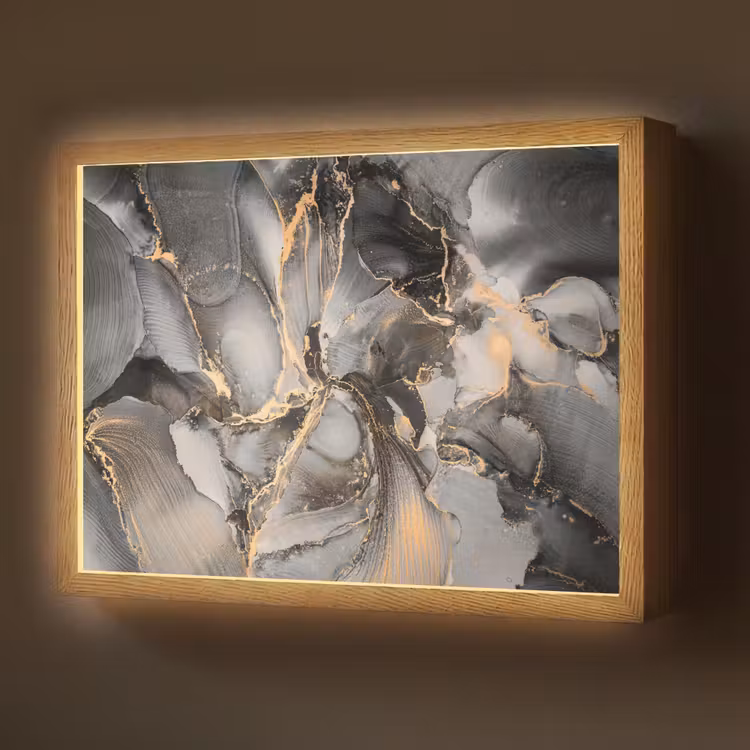 Grijs - Luxe  - Goud - Marmer Light Box met batterij (Wandlamp) middel -z3d_website